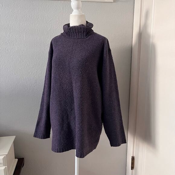 Vintage Eddie Bauer Purple Wool Knit Turtleneck Sweater - Picture 3 of 9
